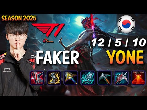 T1 Faker YONE vs JAYCE Mid - Patch 25.08 KR Ranked | lolrec