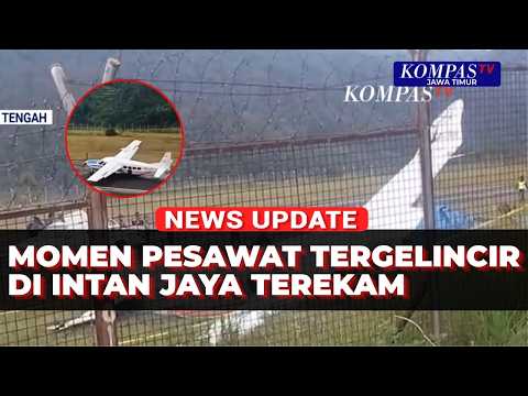 Rekaman Amatir Pesawat Caravan Tergelincir di Intan Jaya, Ban Terlepas Saat Mendarat