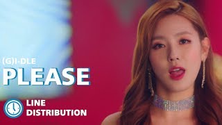 (G)I-DLE - Please/Give Me Your : Line Distribution (Color Coded) | 여자아이들 - 주세요
