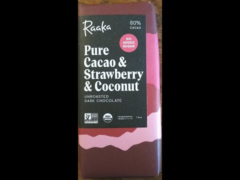 Raaka Pure Cacao & Strawberry & Coconut No Sugar Added Unroasted 80% Dark Chocolate Review