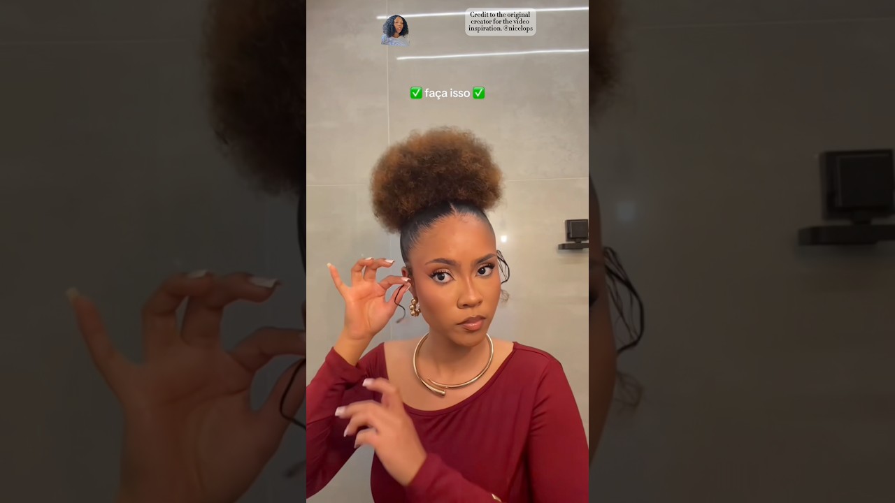 Sleek Afro puff natural hairstyle 💕🫶🏼