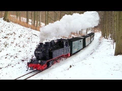 Rasender Roland im Winter 2013 Rügen Rügensche Kleinbahn RüBB RüKB BR99 99 4802 Паровозы