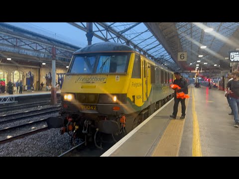 90042 and 90047 depart Crewe working 4S47