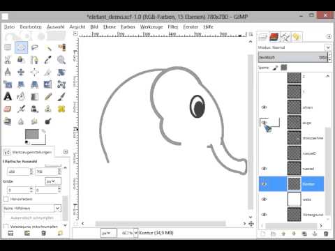 GIMP Tutorial Spielfigur Teil 2 - Die Spielfigur konstruieren