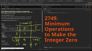 YouTube video 'Leetcode Daily Challenge 2749. Minimum Operations to Make the Integer Zero 5 Sep 2025 | DevOps'
