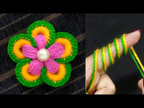 Amazing Woolen Flower Craft Idea using Finger - Easy Woolen Flower Making