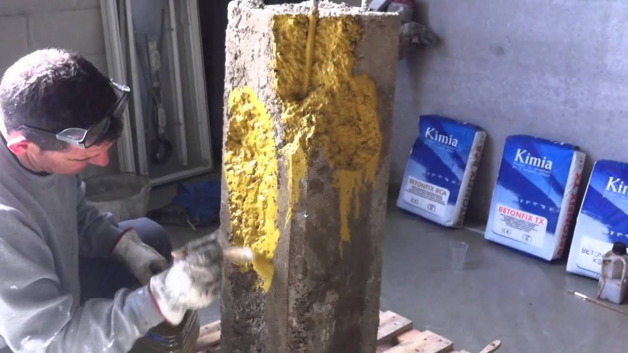 Proceso de reparación de pilar de hormigón armado