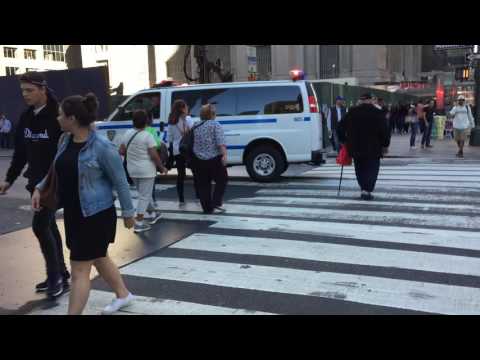 NYPD HERCULES TEAM PATROLLING ON EAST 42ND STREET IN THE MIDTOWN AREA OF MANHATTAN IN NEW YORK CITY.