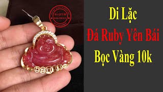 Mặt Dây Chuyền Di Lặc Đá Ruby Tự Nhiên Yên Bái Bọc Vàng 10k