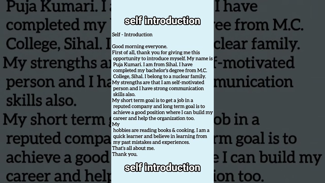 🏆 Perfect Self Introduction for Freshers | Sample Speech