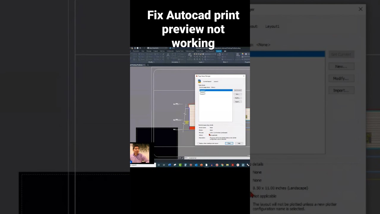 Fix Autocad print preview not working