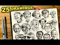 25 Expression Drawings Using ONLY PENCIL!