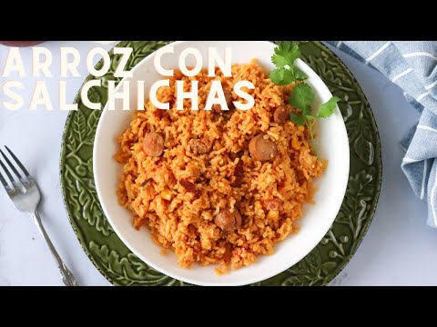 Cuban Arroz con Salchichas | Yellow Rice with Hotdogs | Anitas Delights