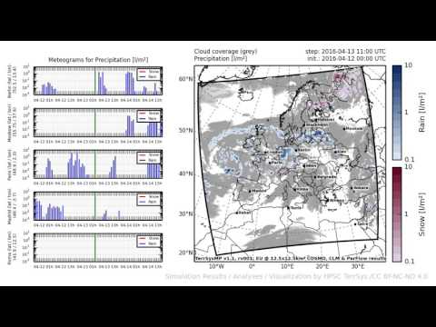 TerrSysMP monitoring run 2016-04-12 - precipitation - Europe (72h)