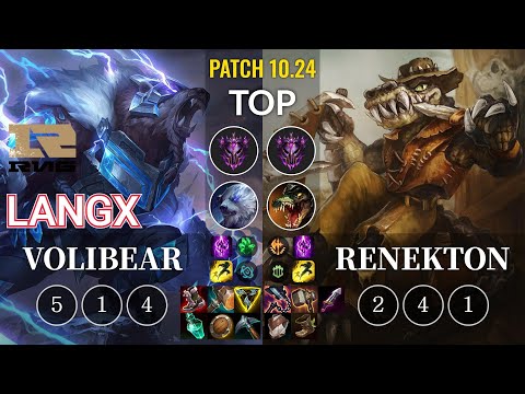 RNG Langx Volibear vs Renekton Top - KR Patch 10.24