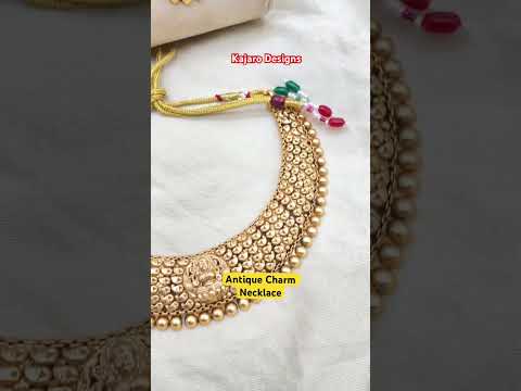 Antique charm temple jewellery | Temple Necklace By Kajaro Designs ❤️ #templejewellery #antique