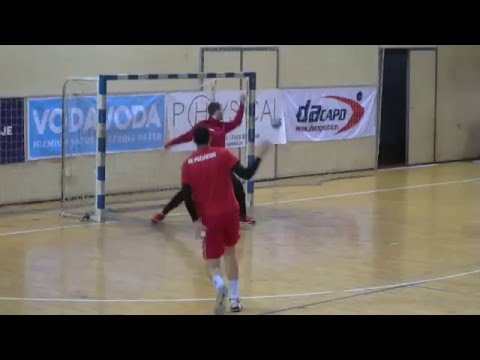 Lazar Minić, warm up, RK Partizan-MRK Pozarevac (Super A liga 2015-2016)