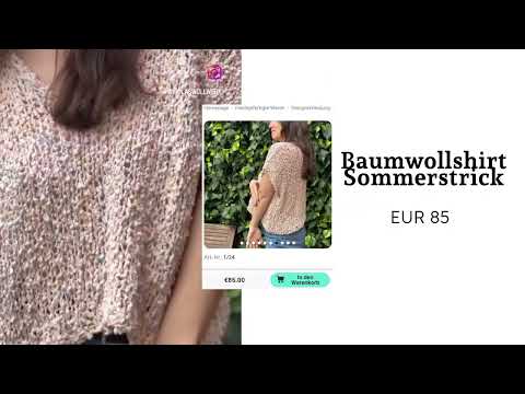 Baumwollshirt mit V-Ausschnitt, Sommerstrick, Unikat