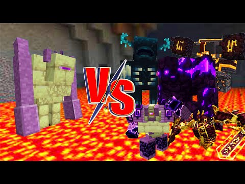 Lava Battle - Endstone Golem VS Ender's Cataclysm + Warden - Minecraft