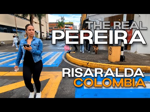 Real Colombia, Risaralda, Pereira in 4K | Walking tour on City Center from Calle 13 and Carrera 13