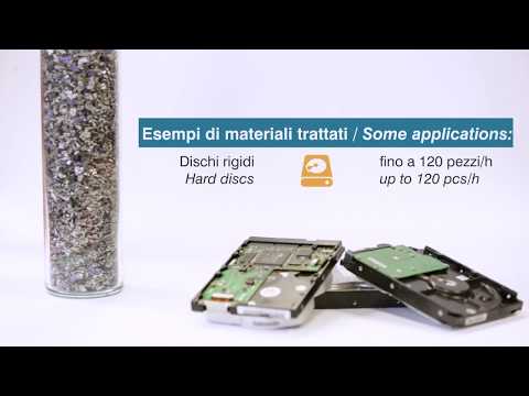 Shredding Hard Disk (according to DIN 66399) by 2 shaft shredder F 410/360/RI | SatrindTech Srl