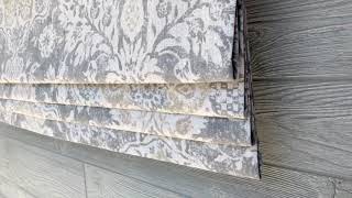 Warm Gray, Yellow, and Ivory Floral Medallion Faux Roman Shade Valance