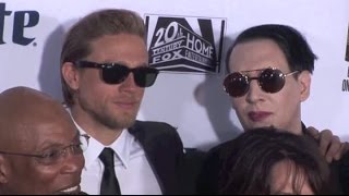 MARILYN MANSON hangs with CHARLIE HUNNAM and DREA DE MATTEO at 'Sons of Anarchy' season premiere