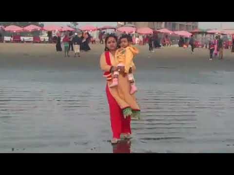Sujana with her mother at coxsbazar beach
