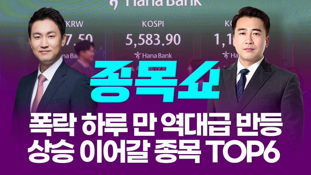 역대급 폭락 하루 만에 역대급 반등...단기 급등락 대응 종목 TOP6ㅣ 종목쇼 ㅣ260305