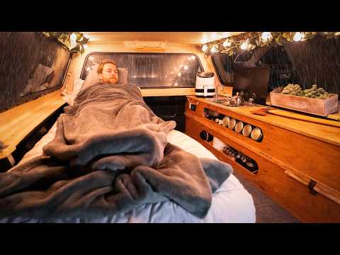 Solo Camping in my Truck During a Rainstorm | Sounds of Camping | No Talking ASMR