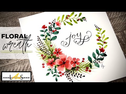 Christmas Wreath! Paint a Floral Wreath! Watercolor Christmas Cards! Christmas Watercolor Painting!