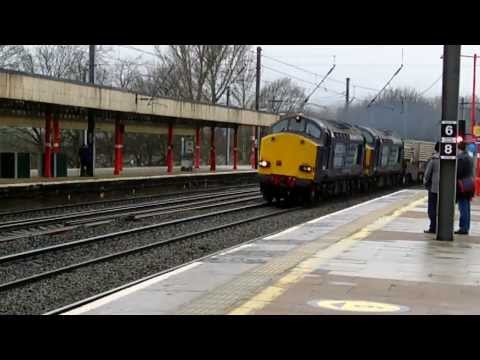 DRS 37607 and 37609 Nuclear Flasks THRASH through Lancaster 1 3 2014