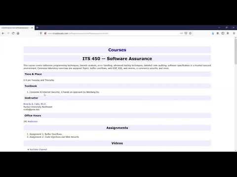 ITS 450 - Lec - Buffer overflows and Project
