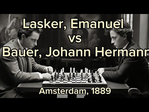 Lasker, Emanuel vs Bauer, Johann Hermann ☆ Amsterdam, 1889 #chess