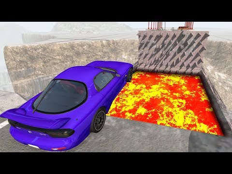 Open Bridge Crashes over Lava Pool - Beamng drive