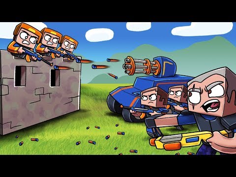 Minecraft - NERF TANK WAR: Tanks with NERF MINIGUN! (Fort vs NERF TANK)