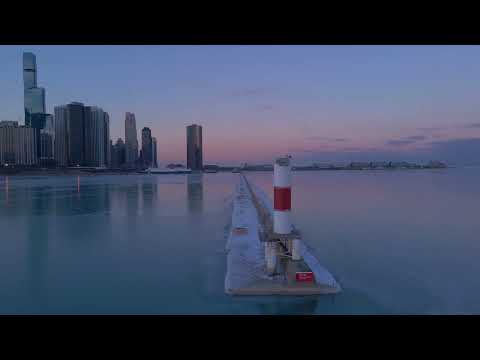 Chicago- Lake Michigan Winter Drone Flyover