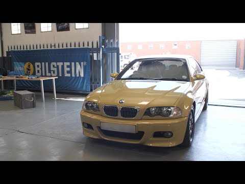 Bilstein B16 coilover suspension kit installation on a BMW E46 M3