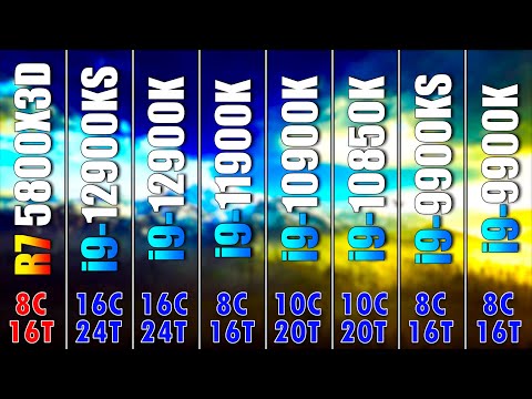 R7 5800X3D vs i9 12900KS vs 12900K vs 11900K vs 10900K vs 10850K vs 9900KS vs 9900K | PC Gaming Test