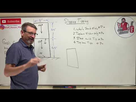 Statics: Lesson 63 - Friction Slipping Tipping Problem