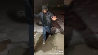 guy slips on ice