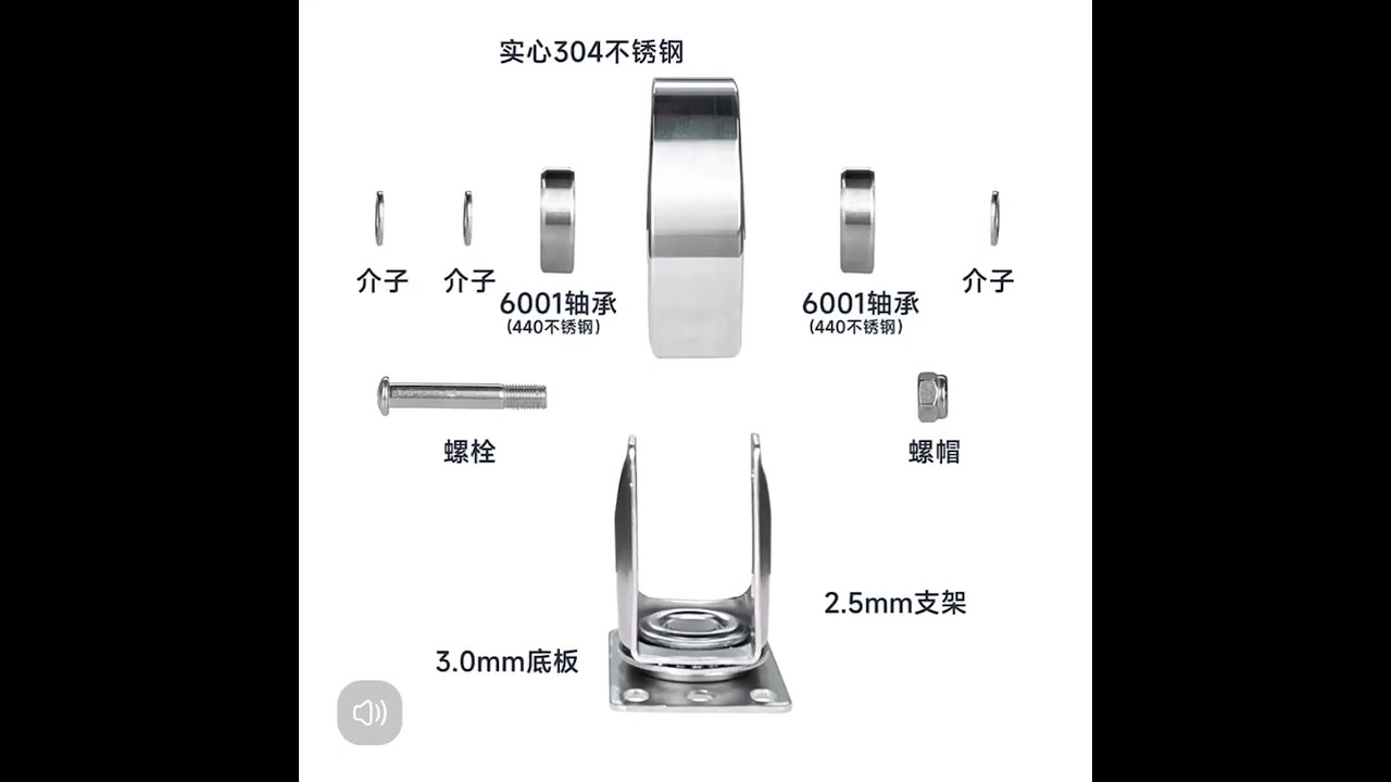 Bánh xe dẩy toàn bộ inox 304 chịu tải cao phi 75, 100, 125, 150, 200