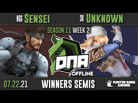 DNA [OFFLINE] S11:W2 - 3D | Unknown (Sheik) Vs. NGG | Sensei (Snake) - W Semifinals