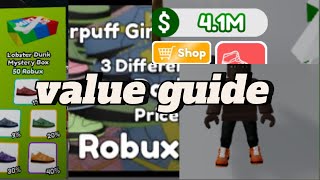 ROBUX SHOE VALUE GUIDE (sneaker resell simulator)
