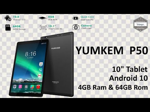 YUMKEM P50 Tablette tactile 10 pouces - Android 10 - 4 GB Ram & 64GB Rom - Unboxing