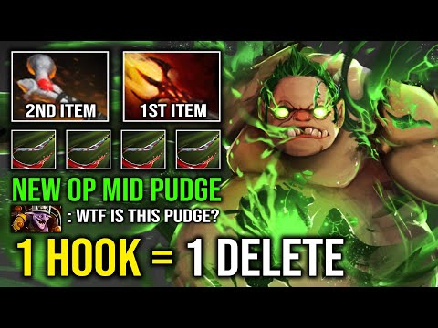 WTF First Item Dagon 1 Hook = 1 Delete with Rod of Atos Max Heap Strength Mid Pudge Dota 2