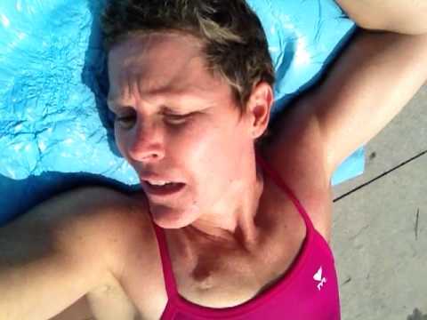 Pink Swimsuit and the blue barge!