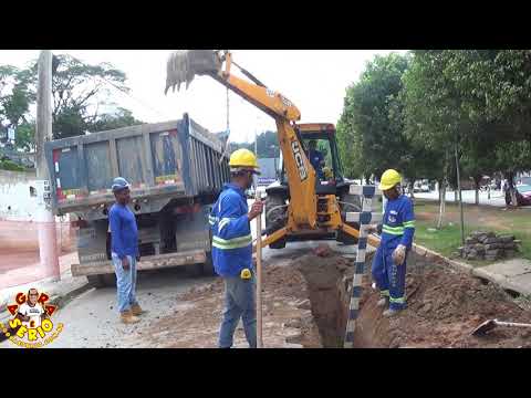 Obras da Sabesp nas ruas de Juquitiba