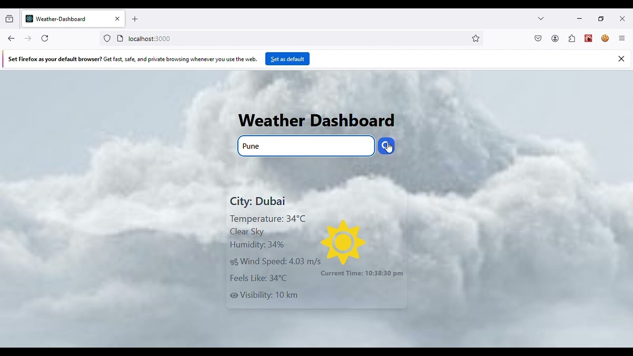 Weather Dashboard Real time weather Dashboard in React js