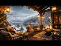 Cozy Winter Porch Ambience Warm Piano Jazz Music And Crackling Fireplace On A Snowy Day For Relax
